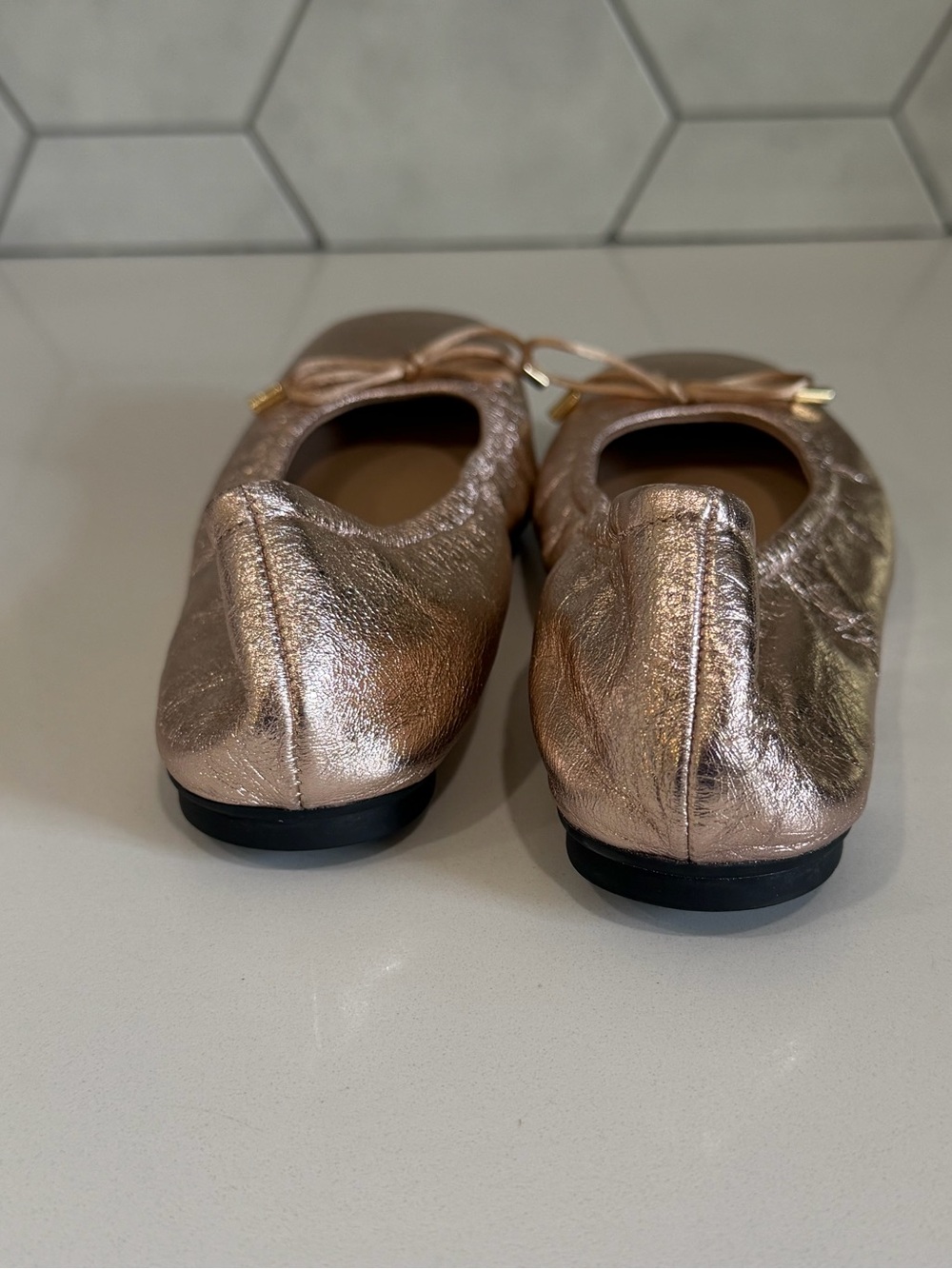 Stuart Weitzman Ballet Flats Metallic Rose Gold - Picture 7 of 11